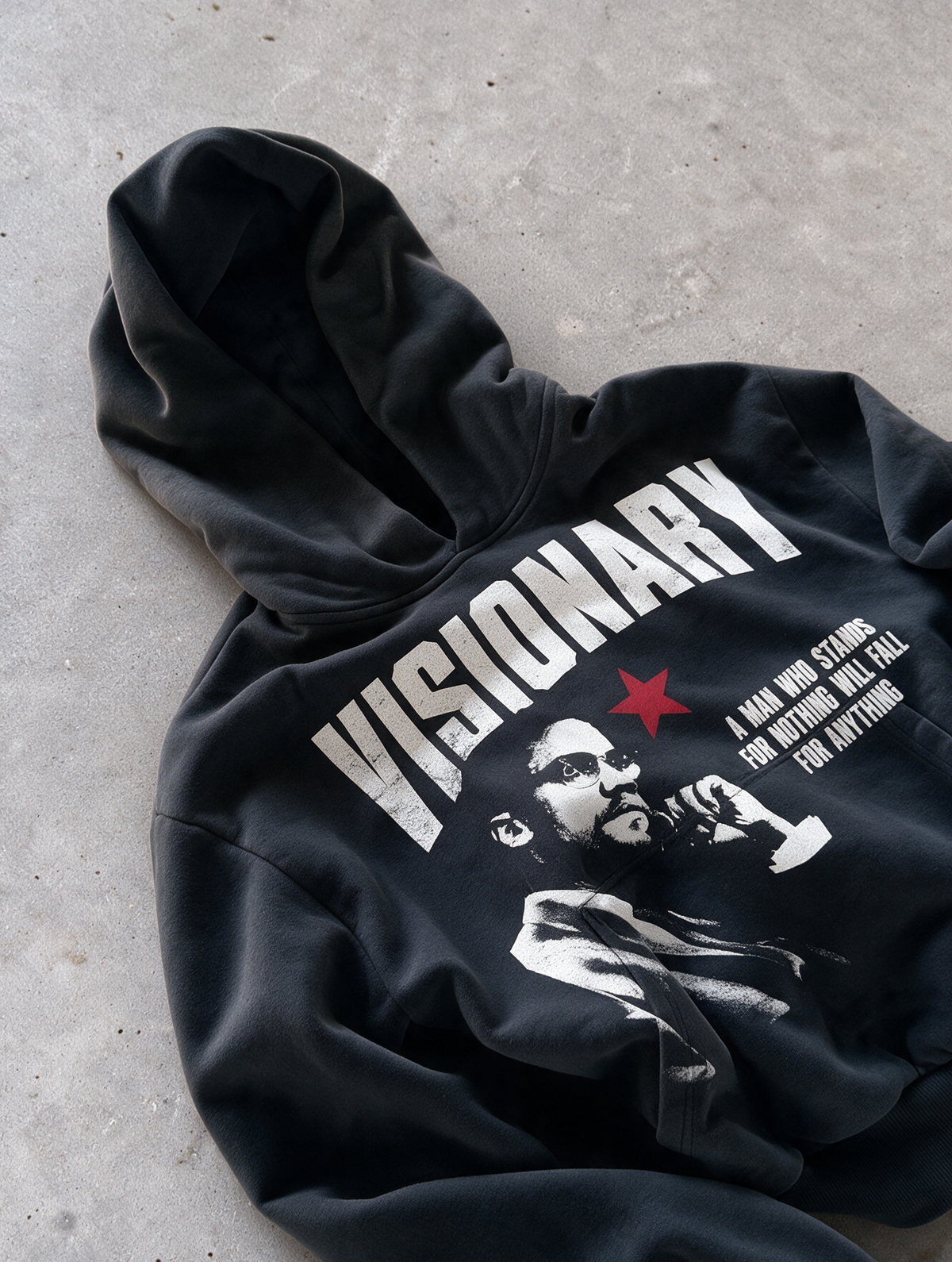'VISIONARY X' 500G HEAVYWEIGHT HOODIE — Black — additional product view