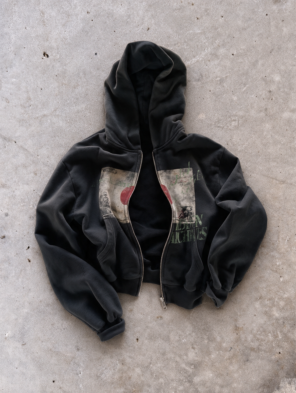 'JAPAN' HEAVYWEIGHT BOXY ZIPUP HOODIE — Black — additional product view