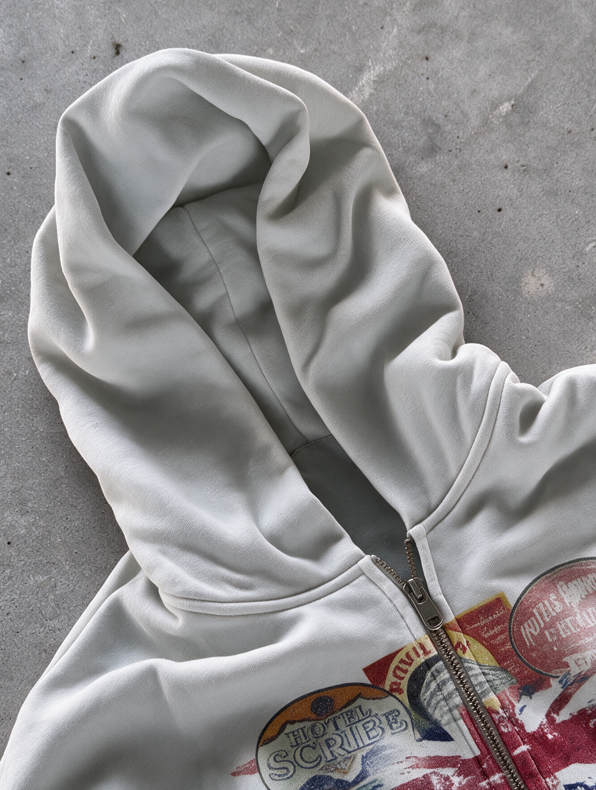 'STAMPS' HEAVYWEIGHT BOXY ZIPUP HOODIE — White — additional product view