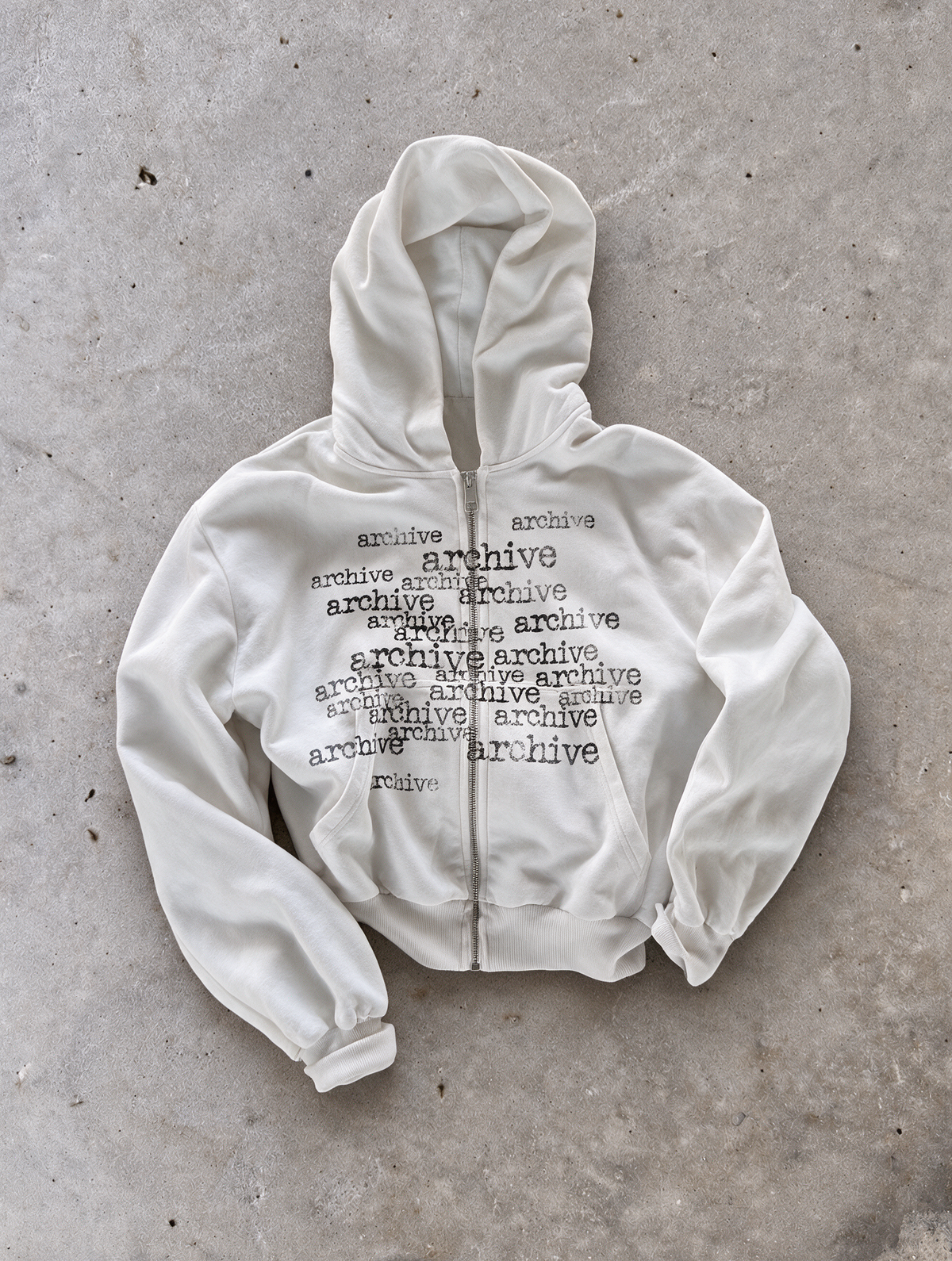 'MATRIX' HEAVYWEIGHT BOXY ZIPUP HOODIE — White — additional product view