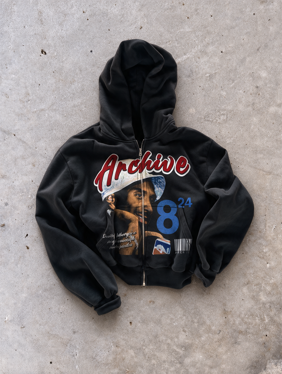 'MAMBA ARCHIVE' HEAVYWEIGHT BOXY ZIPUP HOODIE — Black — additional product view