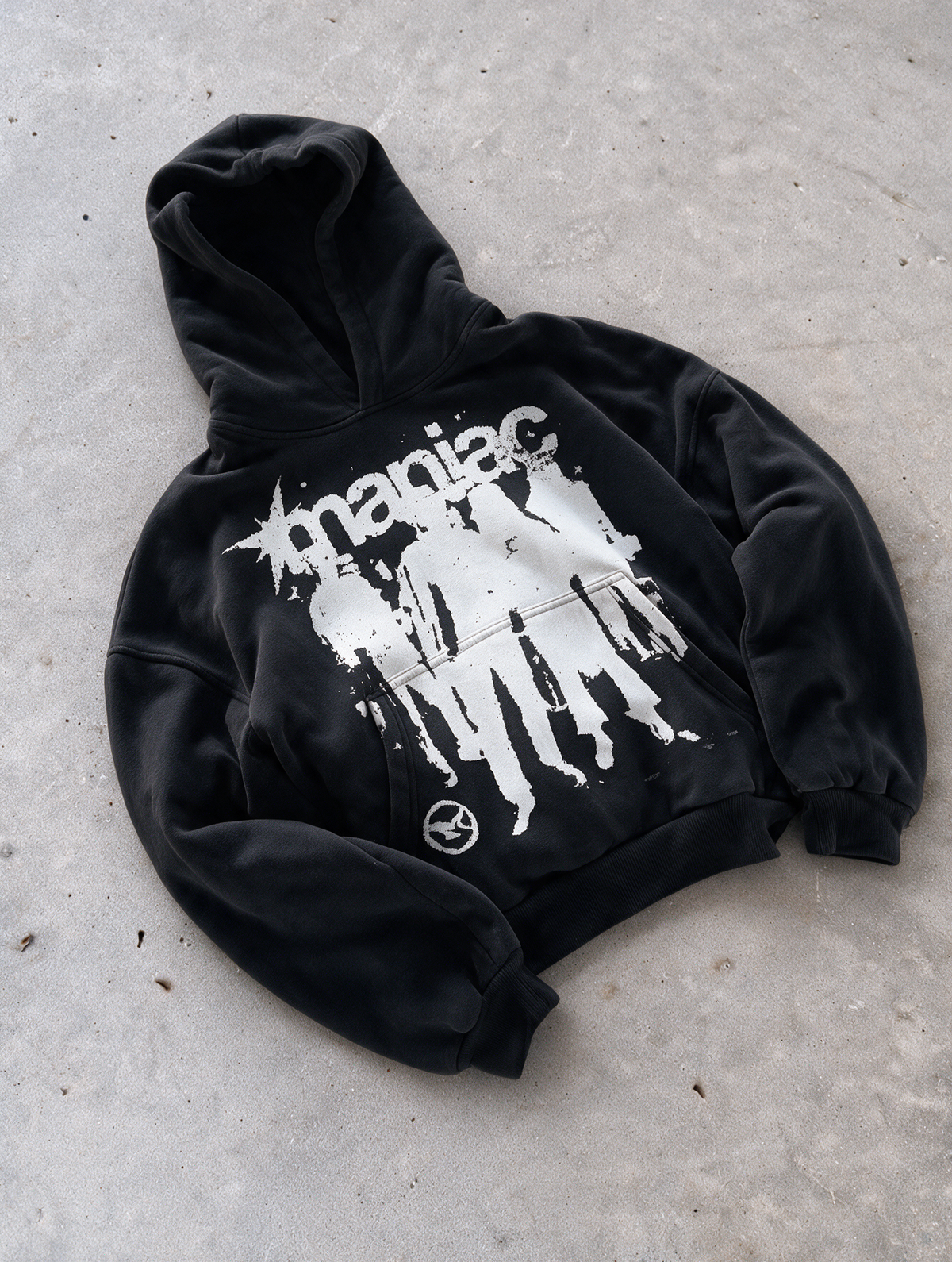 'MANIAC' 500G HEAVYWEIGHT HOODIE — Black — additional product view