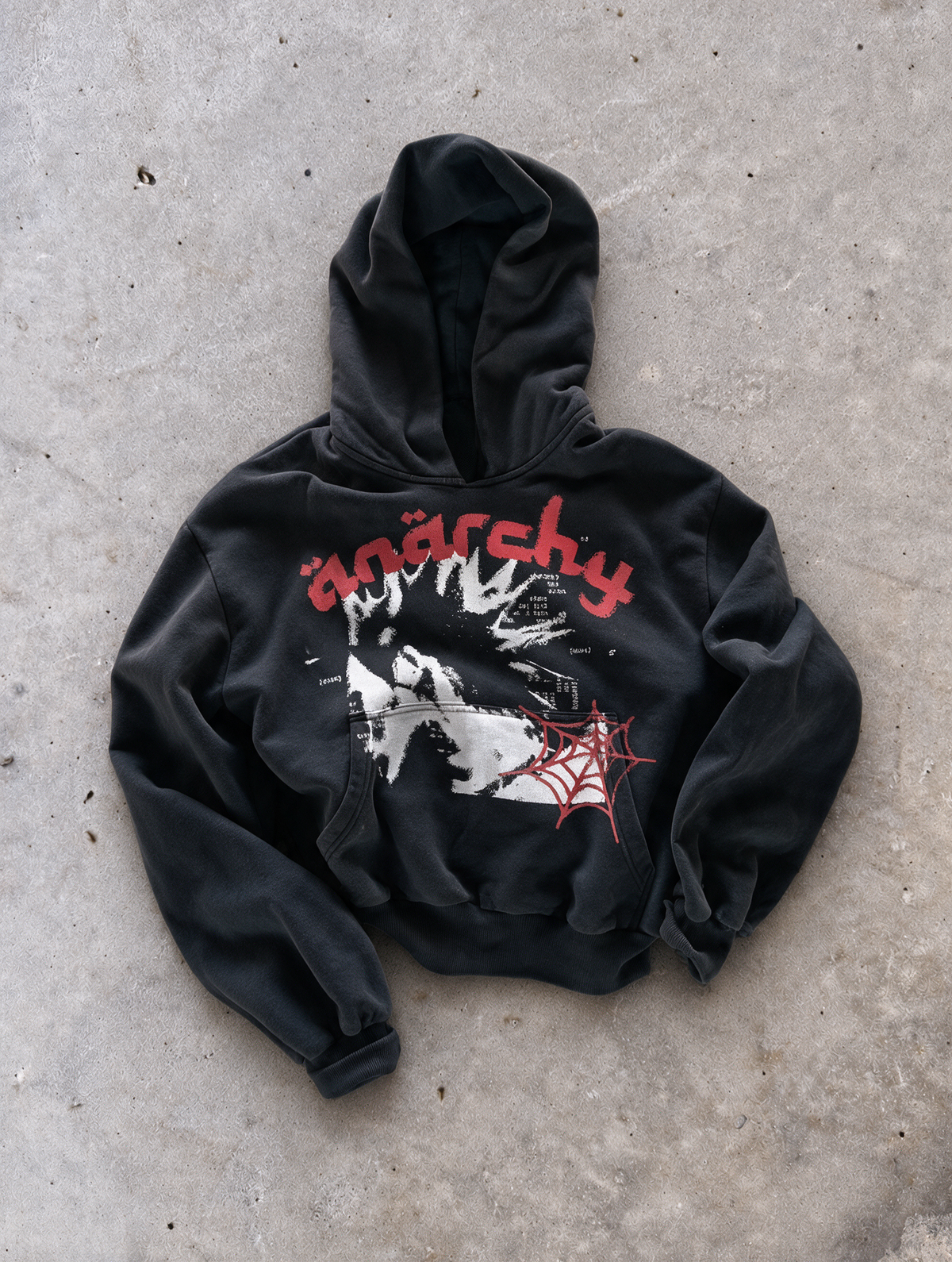 'ANARCHY' 500G HEAVYWEIGHT HOODIE — Black — additional product view
