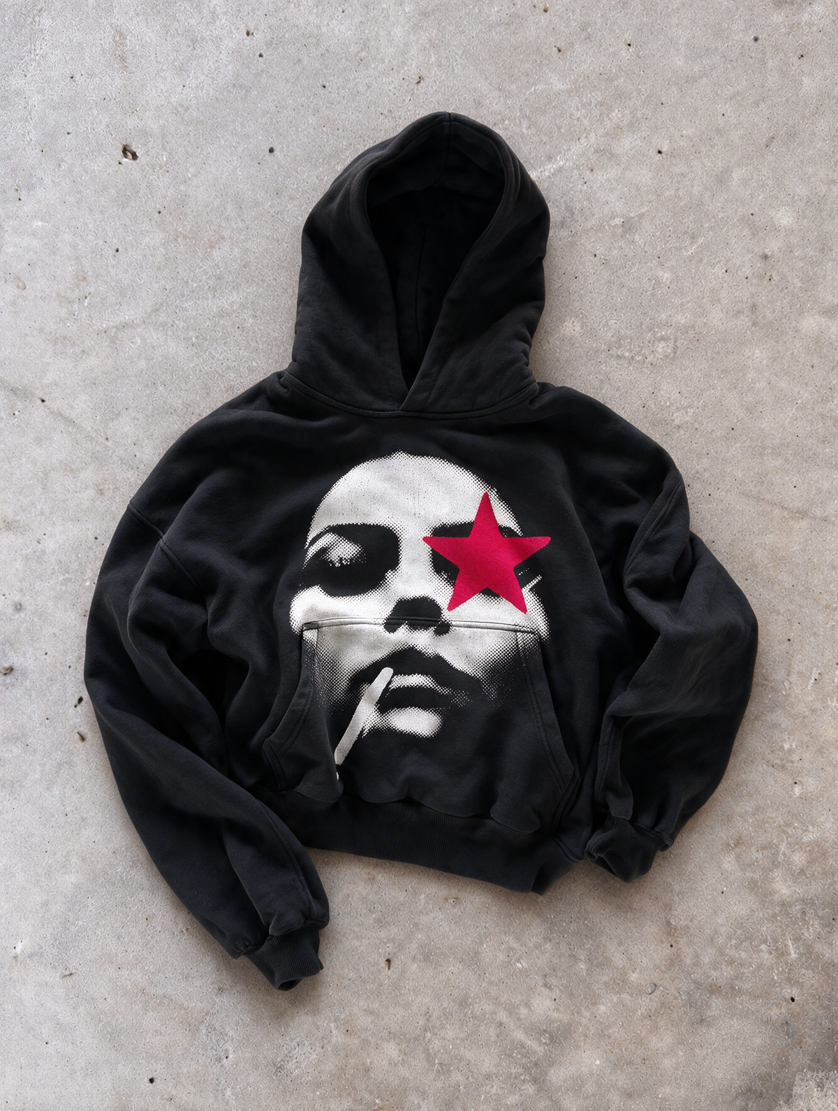 'LOST STAR' 500G HEAVYWEIGHT HOODIE — Red — additional product view
