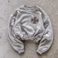'FLAME II' distressed crewneck sweatshirt in gray, front flat-lay view 2