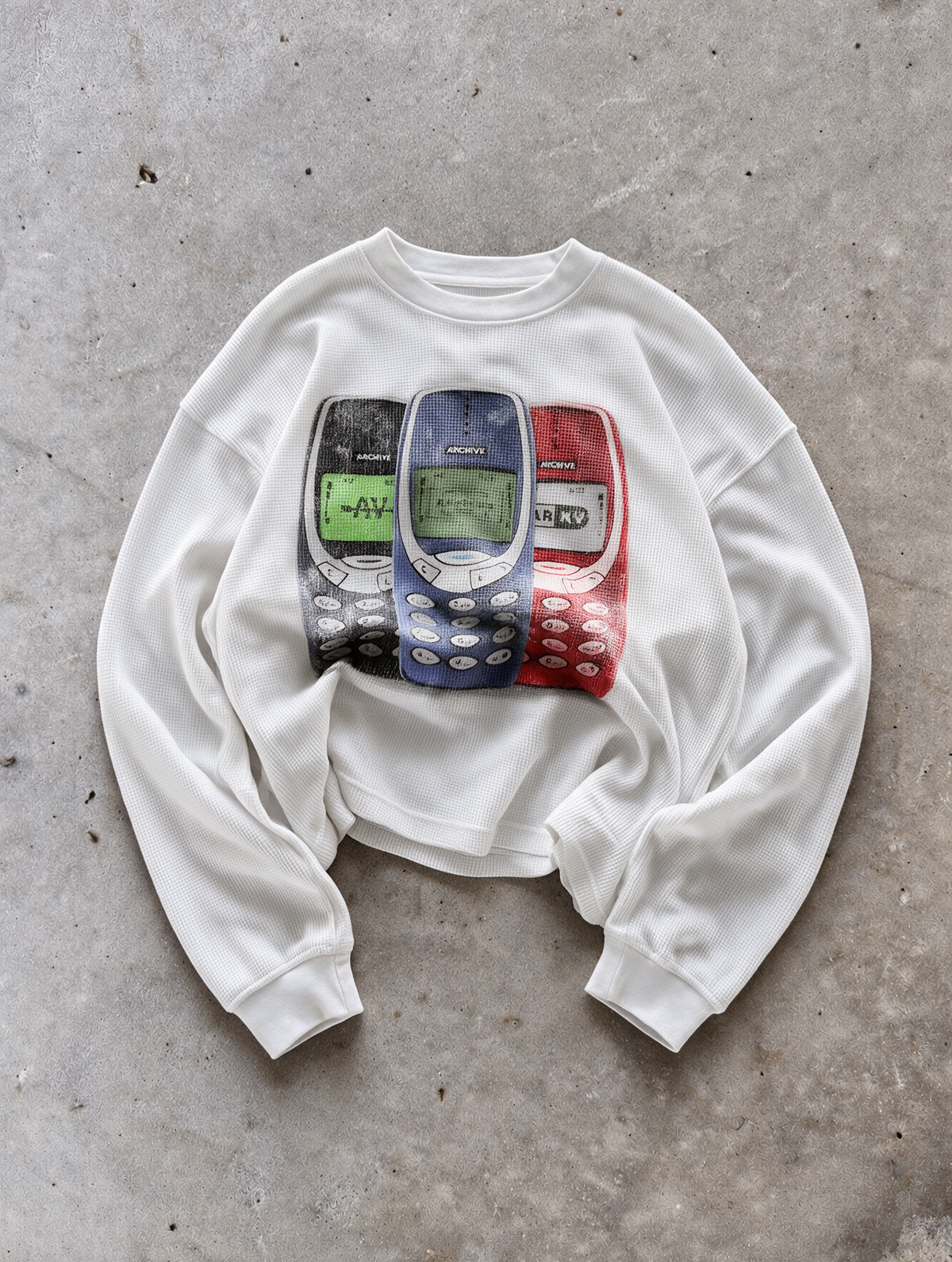 NOKIA white heavyweight thermal, casual flat lay