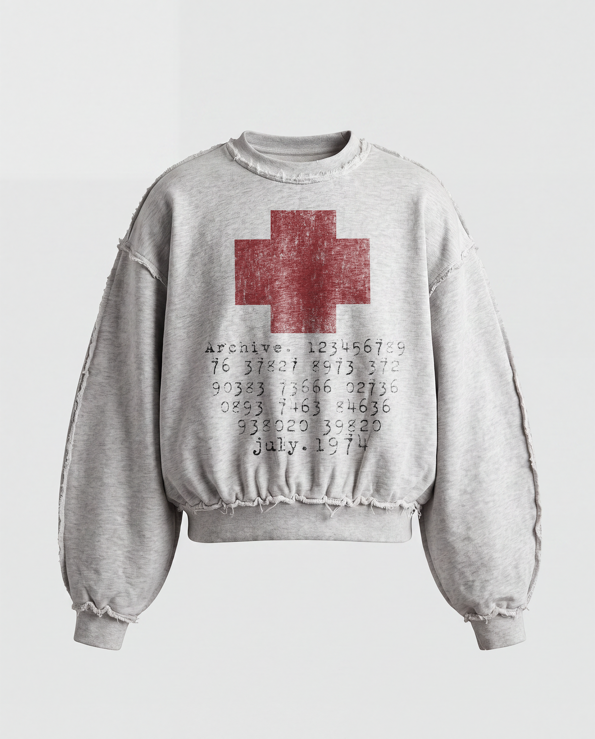 'JULY1974' DISTRESSTED CREWNECK SWEATSHIRT