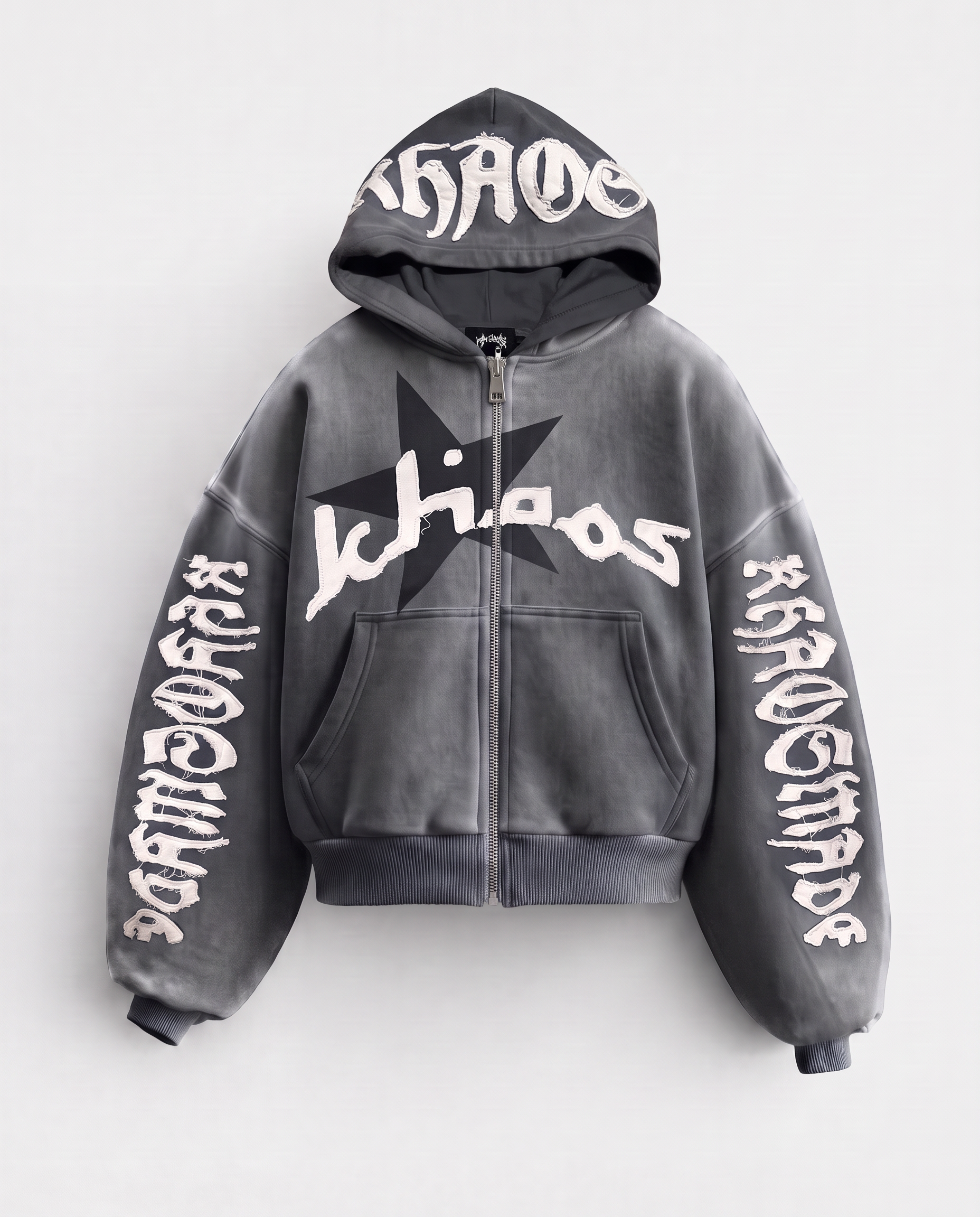 KHAÖS ZIP-UP HOODIE GRAY