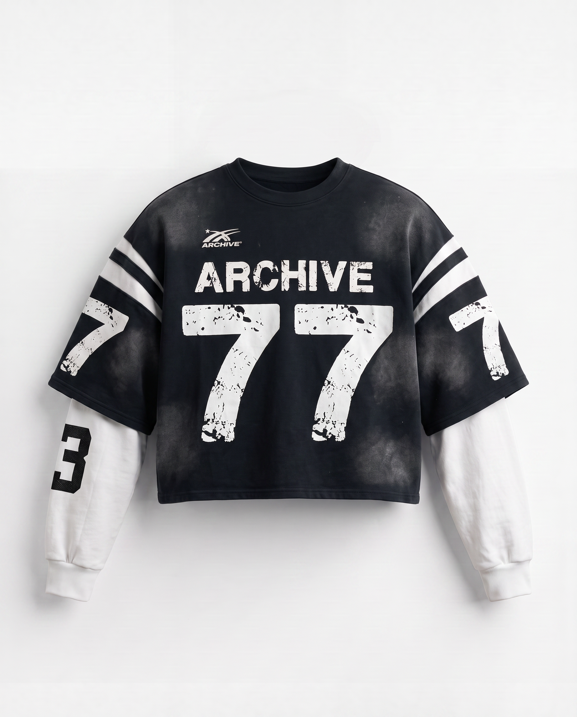 ARCHIVE #77 BLACK DOUBLE SLEEVED SHIRT
