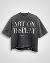"ART ON DISPLAY" RHINESTONE DISTRESSTED TEE