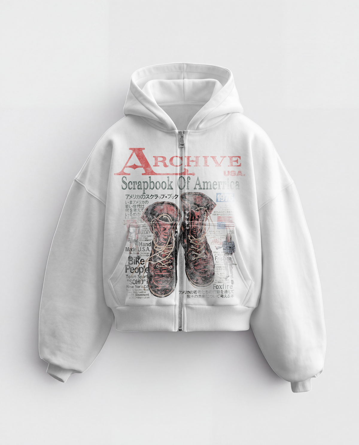 'SCRAPBOOK OF AMERICA' HEAVYWEIGHT BOXY ZIPUP HOODIE