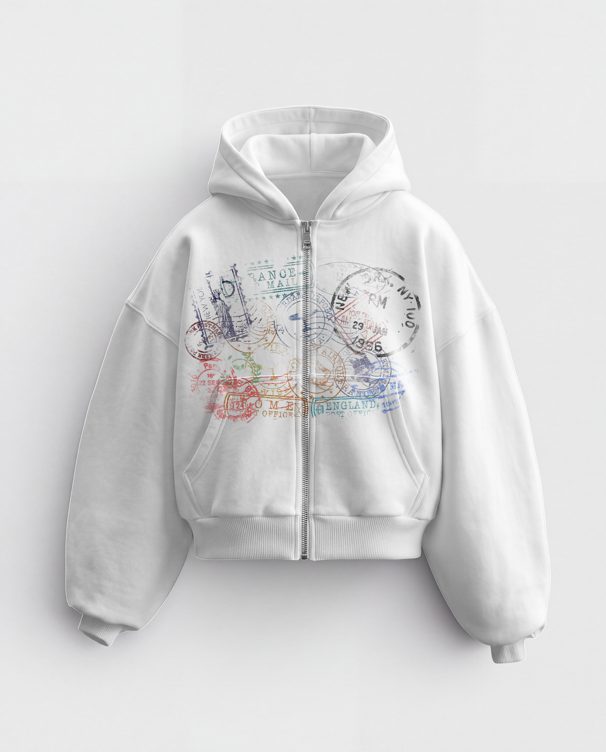 'STAMPS II' HEAVYWEIGHT BOXY ZIPUP HOODIE