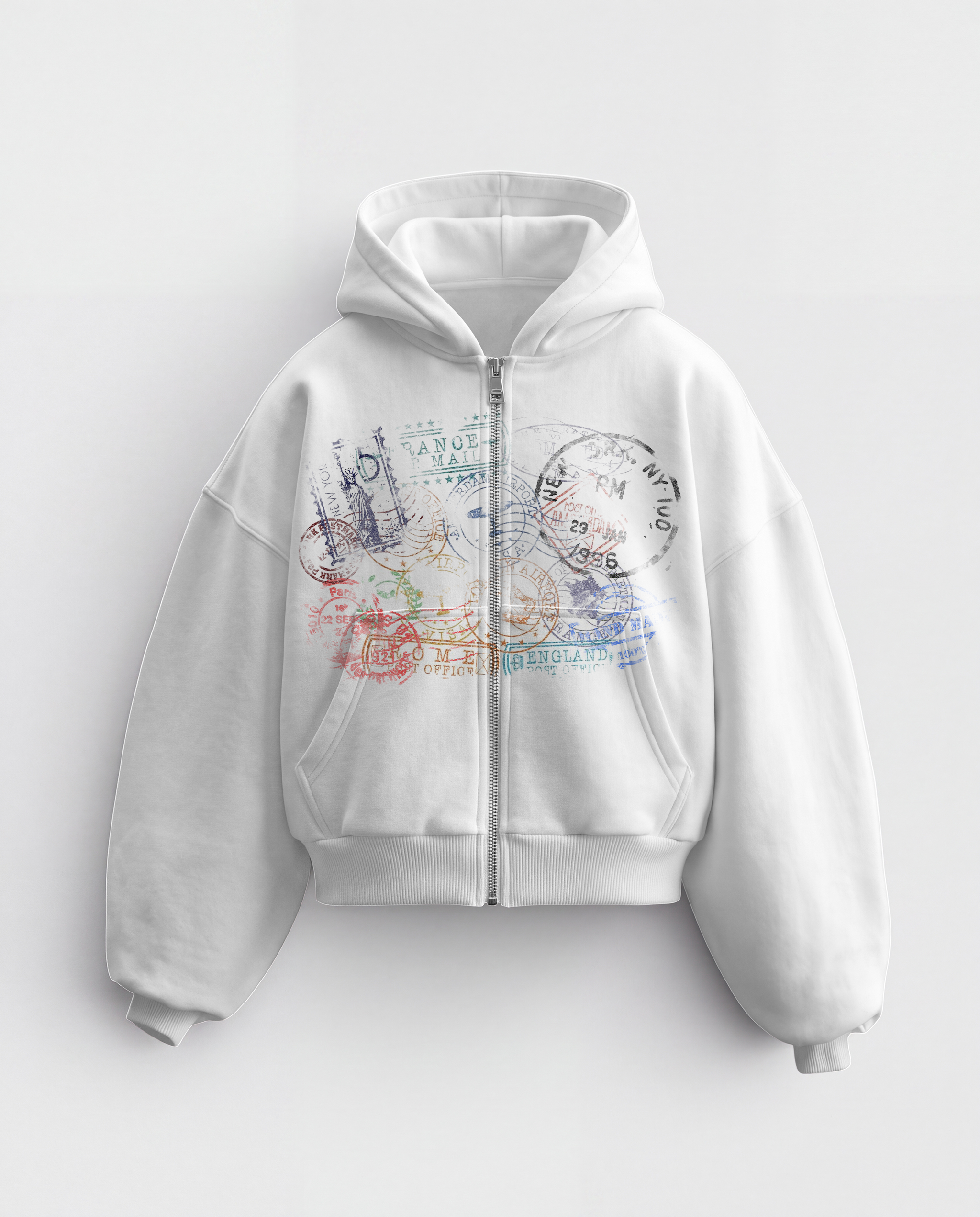 'STAMPS II' HEAVYWEIGHT BOXY ZIPUP HOODIE