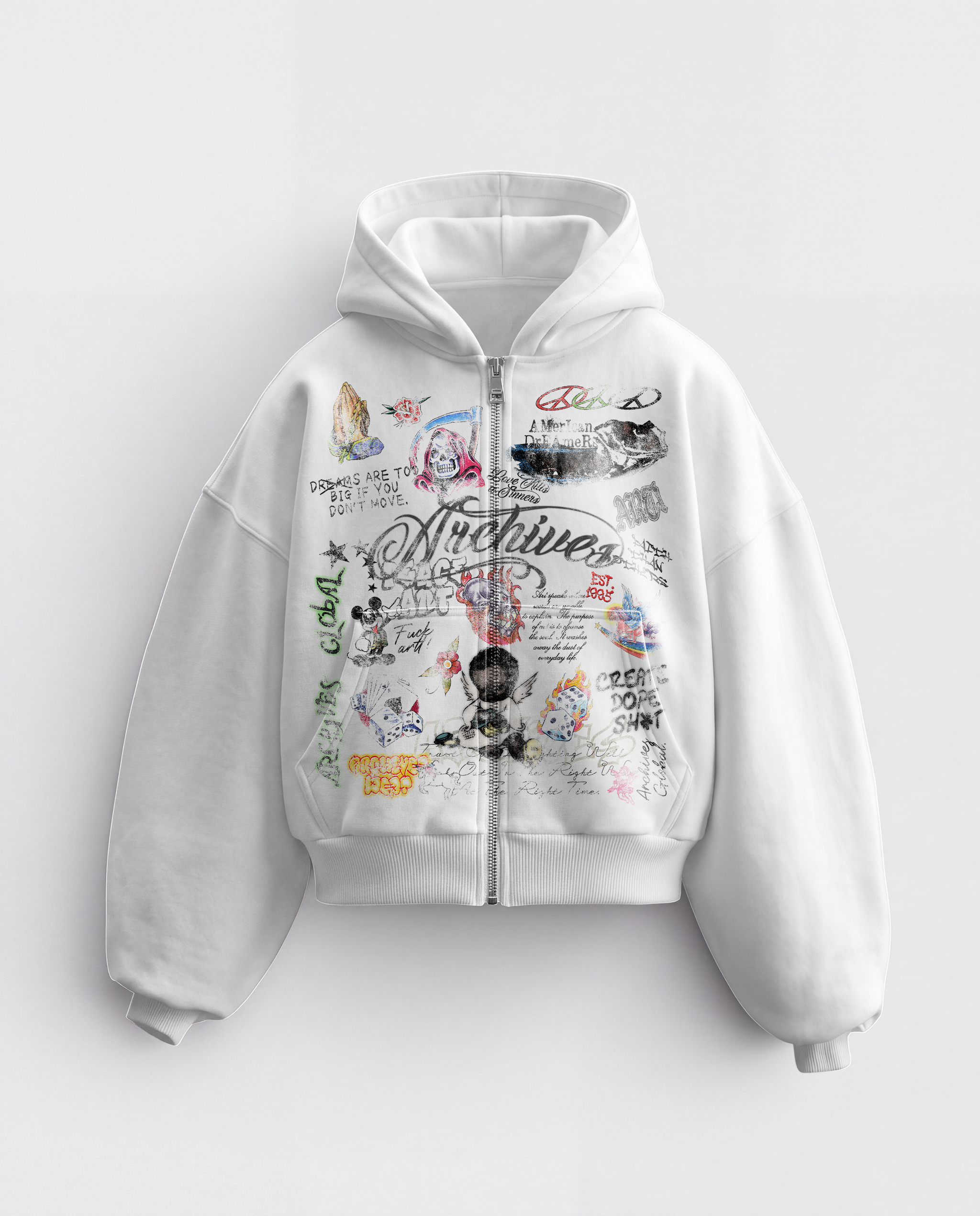 'GRAFFITI DREAMS' HEAVYWEIGHT BOXY ZIPUP HOODIE
