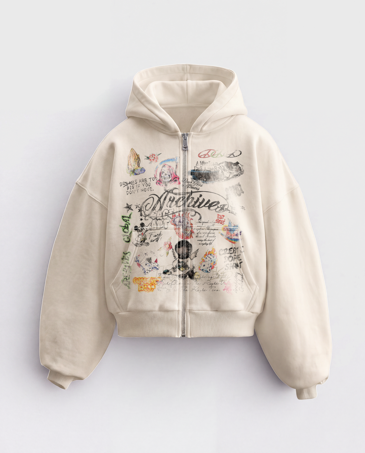 'GRAFFITI DREAMS' HEAVYWEIGHT BOXY ZIPUP HOODIE